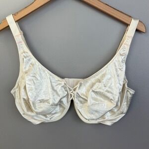 Vtg‎ 80's Vanity Fair Bra Ivory Lace Trim Underwire Full Cup Support Size 40DD